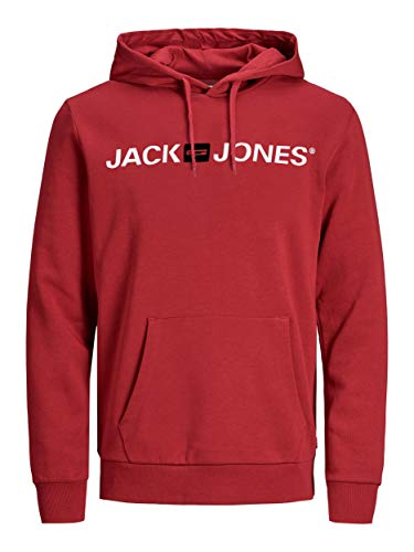 Jack & Jones Felpa da Uomo con Cappuccio e Logo, Rosso (Rio Red/Reg Fit)., XXXL