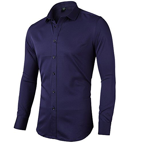 INFLATION Camicia Elastica Uomo, Manica Lunga, Slim Fit, Casual/Formale Sia Disponibile, più Colori tra Cui Scegliere