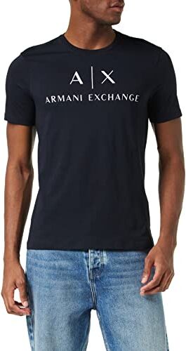 Armani Collo Rotondo Logo, T-shirt, Uomo, Blu (Navy 1510), XS