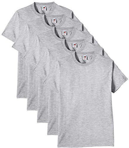 Fruit of the Loom 61-212 Heavy Cotton Tee Maglietta da Uomo, pacco da 5 pezzi, Grigio (Erika-Grau), XL