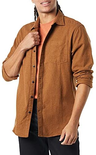 Amazon Essentials Camicia in Flanella a Maniche Lunghe (Disponibile in Taglie Extra Forti) Uomo, Marrone Toffee, XS