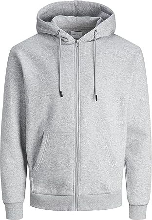 Jack & Jones Jjebradley Sweat Zip Hood Noos Felpa, Chiaro Grigio Melange, S Uomo