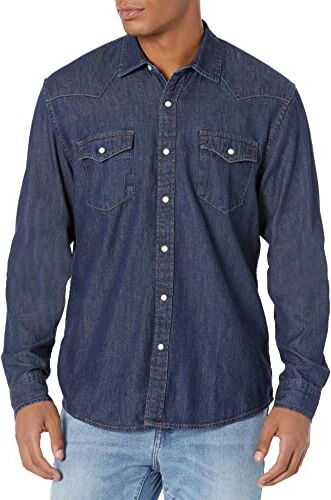 Amazon Essentials Camicia in Denim a Maniche Lunghe Regular Fit Uomo, Slavato, XL