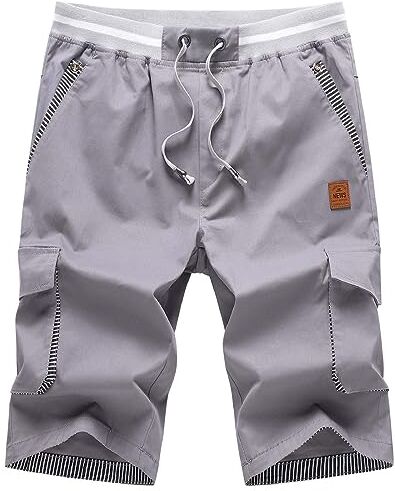 JustSun Pantaloncini Uomo Estivi Shorts Uomo Cotone Pantaloncini Cargo Uomo Corti Multitasche Leggero Grigio 3XL