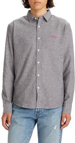 Levis Long-Sleeve Battery Housemark Slim, Uomo, Black Agate, L