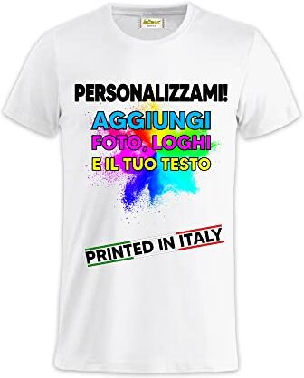 LaBens T-Shirt Personalizzata Unisex Maglietta Personalizzabile con Stampa Digitale Fronte Retro 100% Cotone Bianca