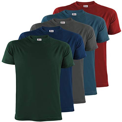 ALPIDEX T-Shirt Magliette da Uomo Confezione da 5 con Girocollo Taglie S M L XL XXL 3XL 4XL 5XL, Taglia:5XL, Colore:Earth