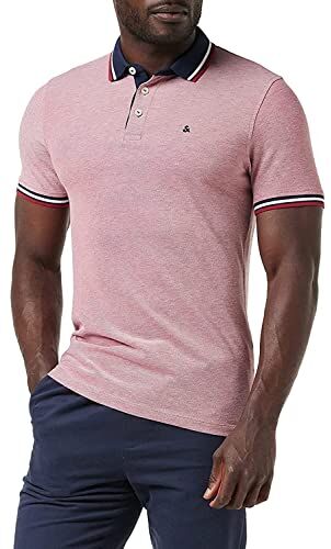 Jack & Jones Jack And Jones Uomo Tipped piqué Polo T-Shirt Maglietta Rosso M