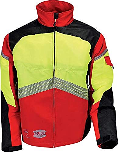 Solidur AUVERE Giacca per motosega autentica classe 1, comfort e protezione, design e materiali di alta qualità, taglia M, colore: rosso