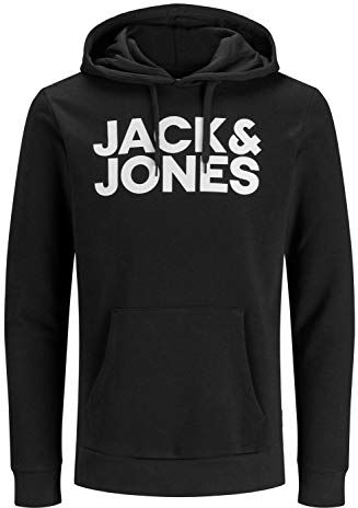 Jack & Jones Jjecorp Logo Sweat Hood Noos Felpa, Nero (Black 2), XL Uomo