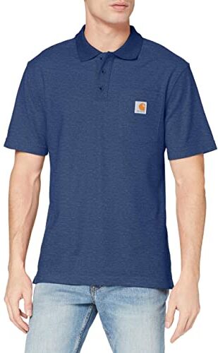 Carhartt Polo A Manica Corta Con Taschino, Vestibilità Ampia, Media Pesantezza, Uomo, Blu (Cobalto Scuro Heather), S