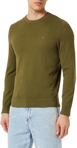 Tommy Hilfiger DE Cotton Crew Neck  Maglioni, Verde (Putting Green), XS Uomo