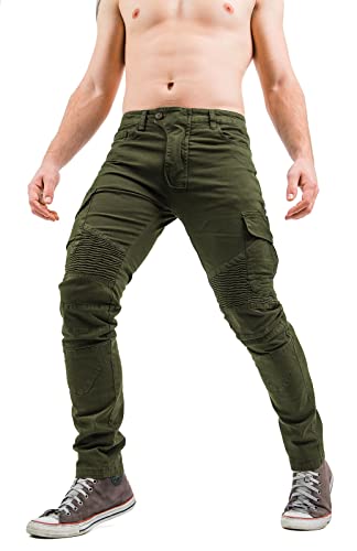 Instinct I Pantaloni Cargo Uomo in Cotone, Pantaloni con Tasche Laterali Uomo, Pantalone Tasconato Uomo Multitasche Cargo Uomo Slim Fit W9 (48, Army K-522)