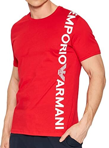 Emporio Armani Maglietta Uomo 211831 2R479, T-Shirt Manica Corta, Girocollo (Rosso, L)