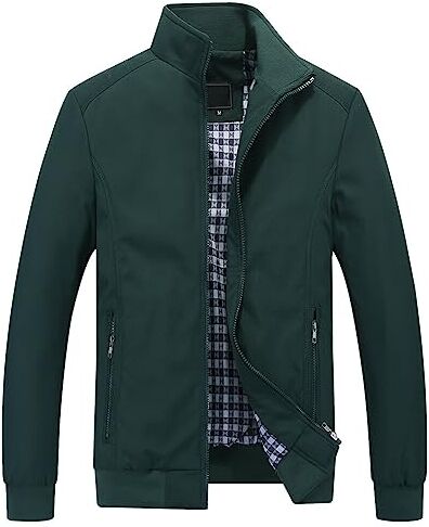 Allthemen Giubbotto da Uomo Leggero Giacca Militare Comodo Giacca Casual Primavera Autunno Aviatore Collo Alto Estate Verde 1 M