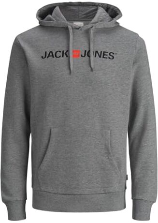 Jack & Jones Felpa con Cappuccio JJECORP Old Logo Noos  per Uomo, Grigio (Grigio Medio Melange/vestibilità Regolare), Grande