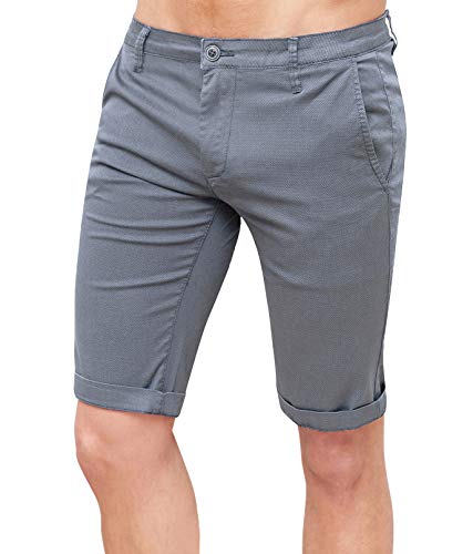 Evoga Pantaloni Corti Uomo Casual Basic Shorts Jeans Bermuda Slim Fit (44, Grigio Micro Fantasia)
