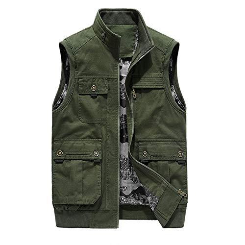 GAOHONGMEI Gilet multi-tasca da uomo Gilet Gilet All'aperto Casual Casual Gilet Gilet in cotone Fotografia Giacche da viaggio senza maniche Top ArmyGreen-XL