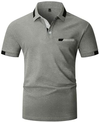 LIUPMWE Polo Uomo Manica Corta Elegante Estiva Polo Casual Golf Business Polo T-Shirt con Tasca Magliette M-3XL,Grigio 02,XL