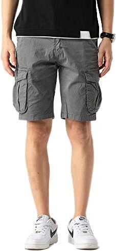 TONY BACKER Pantaloncini Uomo Cargo Shorts Vintage Cotone Multi-Tasca Estate Pantaloni Corti Cargo (44, Grigio)