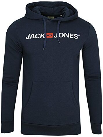 Jack & Jones Felpa da uomo con cappuccio, con logo del marchio Blau (Blazer Dettaglio: Reg Fit) L