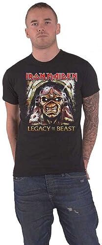 Iron Maiden T Shirt Legacy of The Beast Aces Band Logo Nuovo Ufficiale Uomo Nero Size S