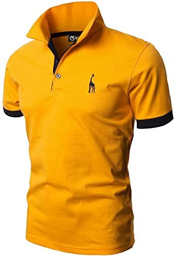 GHYUGR Polo Uomo Basic Manica Corta Tennis Golf T-Shirt Ricami Fulvi Maglietta Poloshirt Camicia,Giallo,XXL