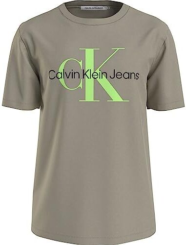 Calvin Klein Seasonal MONOLOGO Tee  Magliette a Maniche Corte, Beige (Plaza Taupe/Acid Light), XS Uomo