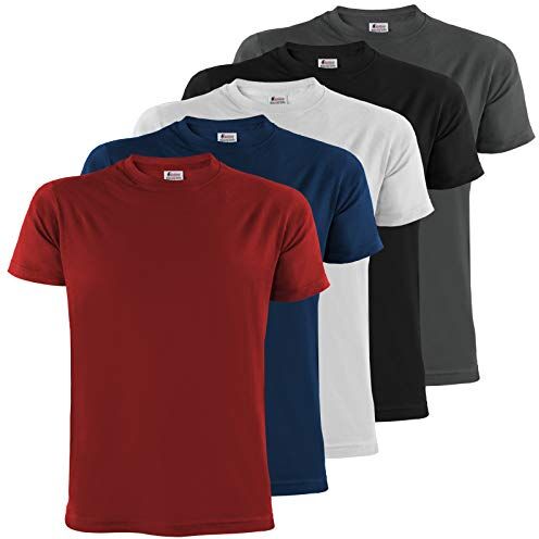 ALPIDEX T-Shirt Magliette da Uomo Confezione da 5 con Girocollo Taglie S M L XL XXL 3XL 4XL 5XL, Taglia:S, Colore:Fire