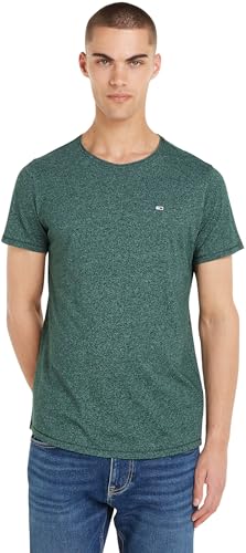 Tommy Jeans TJM XSLIM JASPE C NECK EXT, S/S Knit Tops Uomo, Verde (Court Green), M