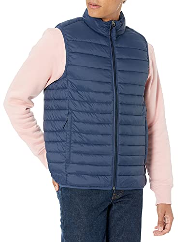 Amazon Essentials Piumino Smanicato Ripiegabile Impermeabile Leggero Uomo, Blu Marino, XXL