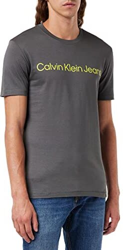 Calvin Klein INSTITUTIONAL Logo Slim Tee  Magliette a Maniche Corte, Grigio (Industrial Grey), XXS Uomo