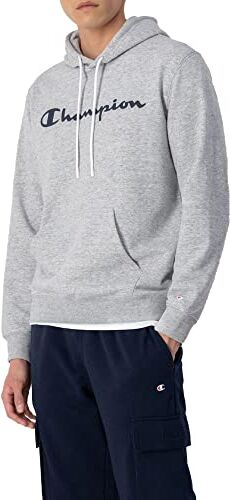 Champion Legacy American Classics Heavy Powerblend Terry Logo Felpa con Cappuccio, Grigio Melange, S Uomo