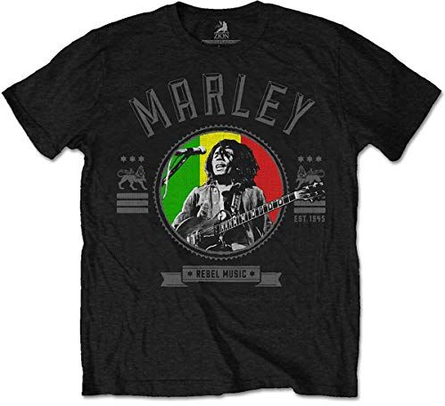 Bob Marley T-Shirt # S Black Unisex # Rebel Music Seal