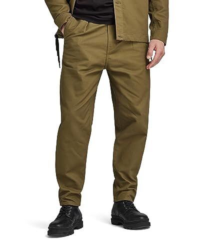G-STAR RAW Unisex Pleated Chino Relaxed Donna ,Verde scuro (dark olive ), 33W / 30L
