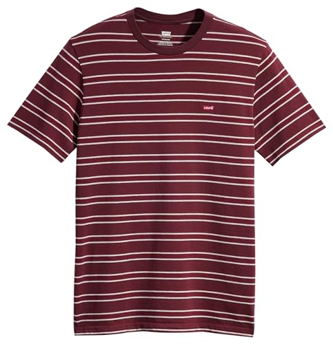 Levis Ss Original Housemark Tee, T-Shirt Uomo, Trailhead Stripe Red Mohagany, S