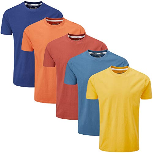 Wilson Confezione da 5 T-Shirt Girocollo Semplice (X-Large, Orange Sunset)