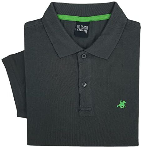 U.S. Grand Polo Equipment & Apparel Polo Uomo Manica Corta Tinta Unita  M L XL XXL XXXL (XXL, Asfalto)