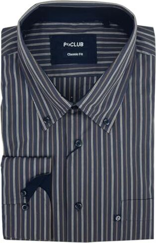 Rionero Camicia da Uomo 100 Cotone Manica Lunga Classica Elegante Taschino XXL XXXL m l (M 712)