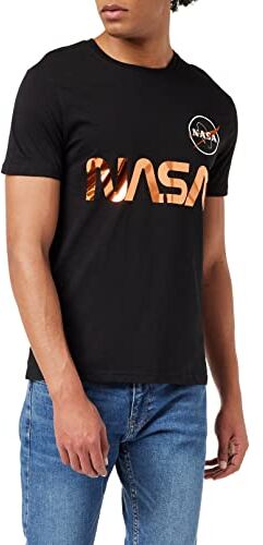 Alpha Maglietta Riflettente NASA da Uomo T-Shirt, Black/Copper, XS