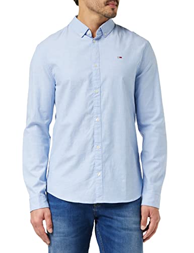 Tommy Hilfiger TJM SLIM STRETCH OXFORD SHIRT, L/S Shirts / Woven Tops Uomo, Blu (Perfume Blue), XXL