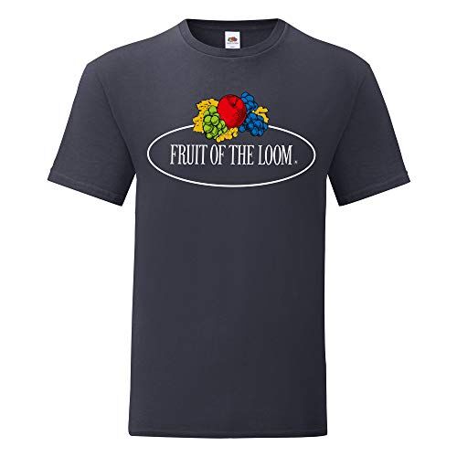 Fruit of the Loom Maglietta Iconic 150 con logo vintage sul petto, Deep Navy – logo vintage grande, XL