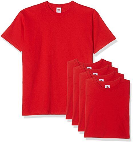Fruit of the Loom Super Premium Manica Corta T-Shirt, Rosso, XL (Pacco da 5) Uomo