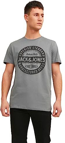 Jack & Jones JJEJEANS TEE SS O-NECK NOOS 23/24, T-Shirt Uomo, Grigio (Sedona Sage), L