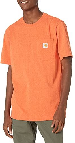 Carhartt T-Shirt Pesante K87 Con Taschino, Vestibilità Comoda, Manica Corta, Uomo, Rosso (Diaspro Heather), M