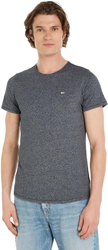 Tommy Jeans Uomo TJM XSLIM JASPE C NECK EXT , Grey (New Charcoal), S