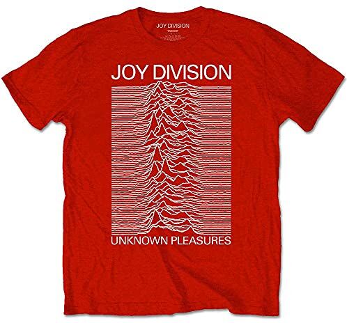 Joy Division T Shirt Unknown Pleasures Bianca On Rosso Logo Nuovo Ufficiale Uomo Size XL