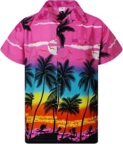 King Kameha Funky Camicia Hawaiana, Beach, Eclectic Pink, 3XL