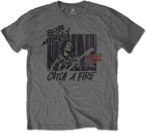 Marley Bob T-Shirt # Xl Unisex Grey # Catch A Fire World Tour