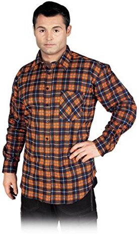 REIS Camicia di Flanella, Taglia XXXL, Colore: Blu Scuro/Arancione